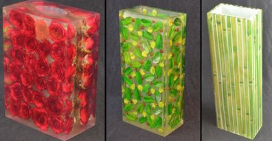 exclusive Vase Blumenvase aus Kunstharz mit Einlagen div Muster 35-40cm