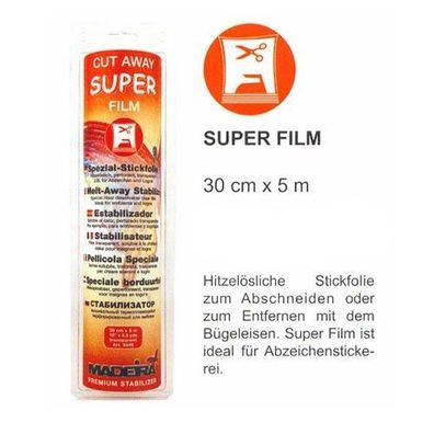 Madeira Stickfolie Super Film hitzelöslich 5 m Box