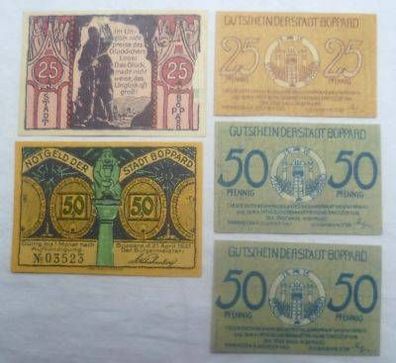 5 Banknoten Notgeld Stadt Boppard 1921
