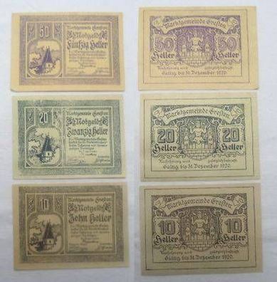3 Banknoten Notgeld Marktgemeinde Gresten 1920