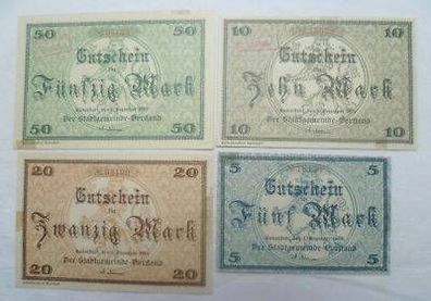 4 Banknoten Stadtgemeinde Rudolstadt 1918