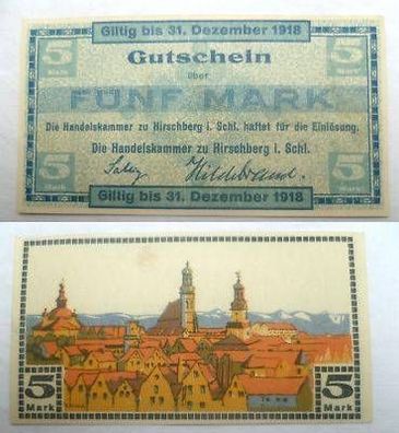 Banknote 5 Mark Handelskammer Hirschberg in Schl. 1918