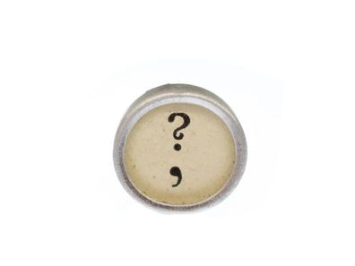 Schreibmaschinentaste Brosche Miniblings Pin Anstecker Button Fragezeichen weiß