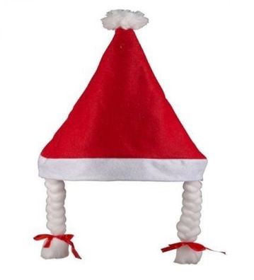 Nikolaus-/ Weihnachtsmütze mit Zöpfen