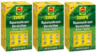 3 x COMPO Rasenunkraut-Vernichter Banvel® Quattro, 400 ml