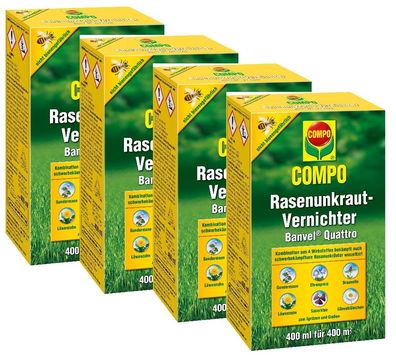 4 x COMPO Rasenunkraut-Vernichter Banvel® Quattro, 400 ml