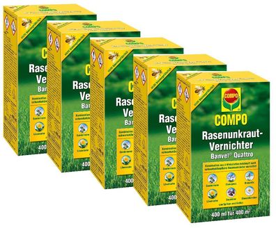 5 x COMPO Rasenunkraut-Vernichter Banvel® Quattro, 400 ml