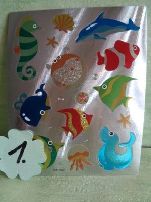Metallic-Stickerbogen moderne Motive Tiere Fische Delfin Seepferdchen --- Auswahl ---