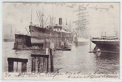 44232 Ak Hamburg Hafenpartie Schiff im Dock 1906