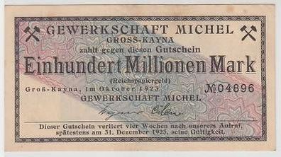 100 Millionen Mark Banknote Inflation Groß Kayna 1923