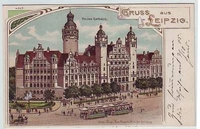 44368 Ak Lithographie Gruss aus Leipzig um 1910