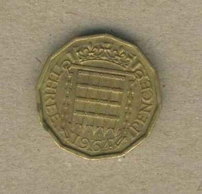 Großbritannien 3 Pence 1964