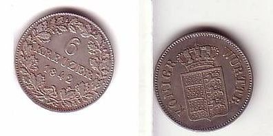 6 Kreuzer Silber Münze Württemberg 1842