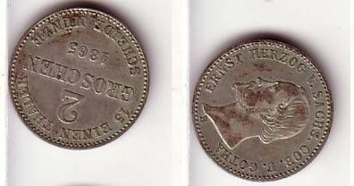2 Groschen Silber Münze Sachsen Coburg Gotha 1865