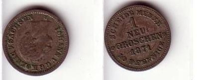 1 Neugroschen Silber Münze Sachsen 1871 B