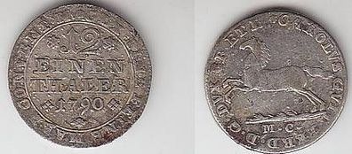 1/12 Taler Silber Münze Braunschweig 1790 MC