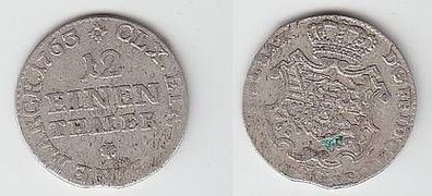 1/12 Taler Silber Münze Sachsen 1763 FWoF