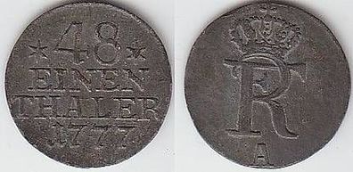 1/48 Taler Billon Münze Preussen 1777 A