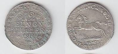 1/12 Taler Silber Münze Braunschweig-Wolfenbüttel 1805