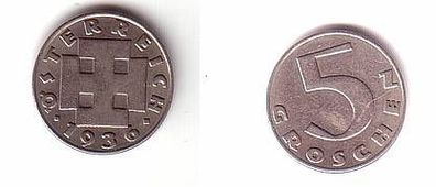 5 Groschen Nickel Münze Österreich 1936