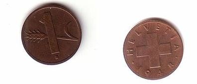 1 Rappen Kupfer Münze Schweiz 1948