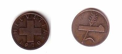 1 Rappen Kupfer Münze Schweiz 1970