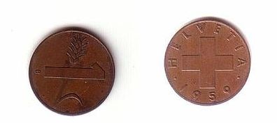 1 Rappen Kupfer Münze Schweiz 1959