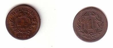 1 Rappen Kupfer Münze Schweiz 1866