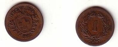 1 Rappen Kupfer Münze Schweiz 1872