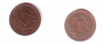 1 Rappen Kupfer Münze Schweiz 1878