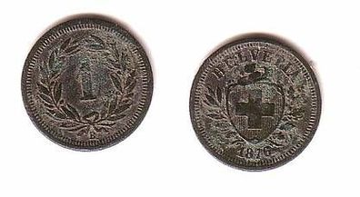 1 Rappen Kupfer Münze Schweiz 1876
