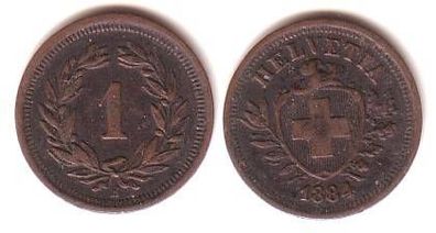1 Rappen Kupfer Münze Schweiz 1884
