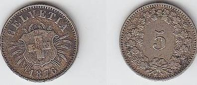 5 Rappen Nickel Münze Schweiz 1876