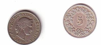 5 Rappen Nickel Münze Schweiz 1880
