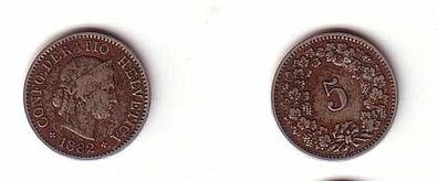 5 Rappen Nickel Münze Schweiz 1882