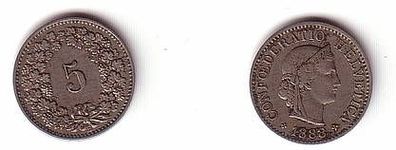 5 Rappen Nickel Münze Schweiz 1888