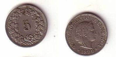5 Rappen Nickel Münze Schweiz 1899