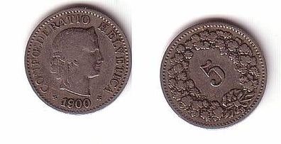 5 Rappen Nickel Münze Schweiz 1900