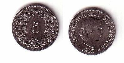 5 Rappen Nickel Münze Schweiz 1905