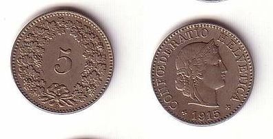 5 Rappen Nickel Münze Schweiz 1915