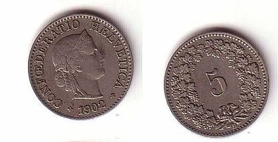 5 Rappen Nickel Münze Schweiz 1902