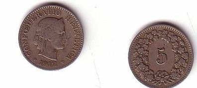 5 Rappen Nickel Münze Schweiz 1912