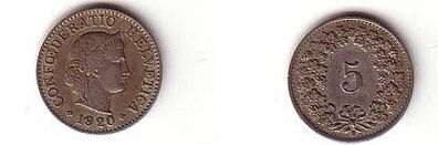5 Rappen Nickel Münze Schweiz 1920