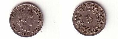 5 Rappen Nickel Münze Schweiz 1919