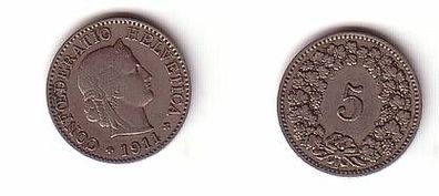 5 Rappen Nickel Münze Schweiz 1911