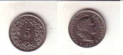 5 Rappen Nickel Münze Schweiz 1937