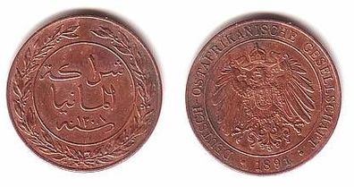 1 Pesa Kupfer Münze Deutsch Ost Afrika 1891