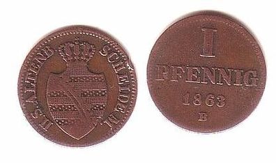 1 Pfennig Kupfer Münze Sachsen Altenburg 1863 B