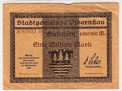 Banknote 1 Million Mark Inflation Olbernhau 15.11.1923