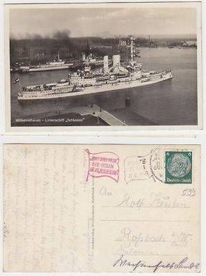 35805 Ak Wilhelmshaven Linienschiff "Schlesien" 1934
